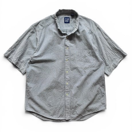 80-90's GAP / Striped Seersucker B.D.Shirt / L / Used