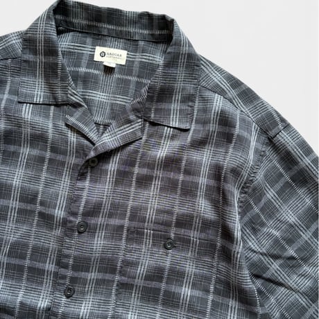 HAGGAR / Plaid Open Collared Shirt / Black XL / Used