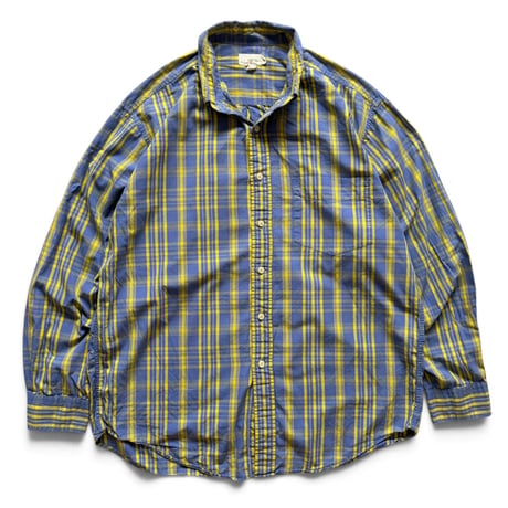 90's J.CREW / Plaid B.D.Shirt / L / Used