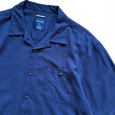 TRUST / Open Collared Shirt / Navy L / Used