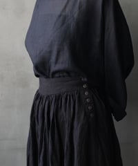 cavane キャヴァネ / Gathered skirt with side button linen100 スカート / ca-26100