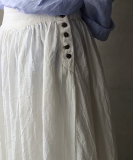 cavane キャヴァネ / Gathered skirt with side button linen100 スカート / ca-26098