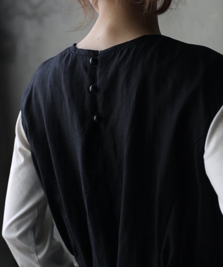 cavane キャヴァネ / Gathered dressⅡ Linen100ワンピース / ca-26166