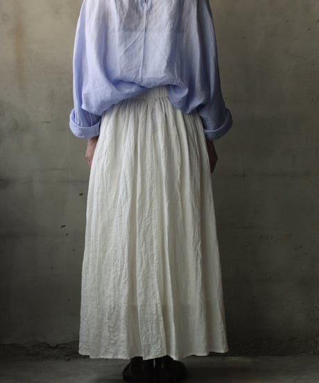 cavane キャヴァネ / Gathered skirt with side button linen100 スカート / ca-26098