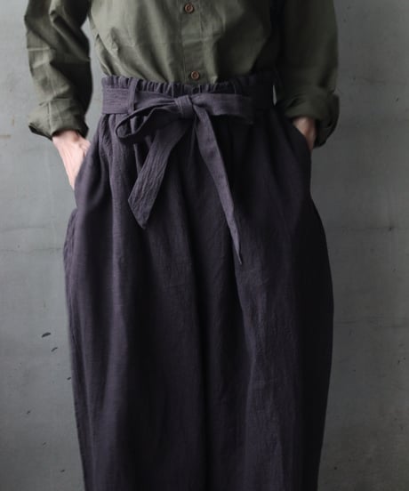 cavane キャヴァネ / Volume Wide Pants with Belt Linen100パンツ/ ca-26134