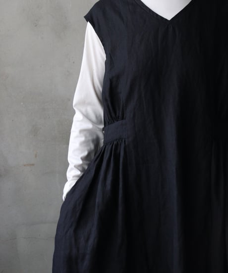 cavane キャヴァネ / Gathered dressⅡ Linen100ワンピース / ca-26166