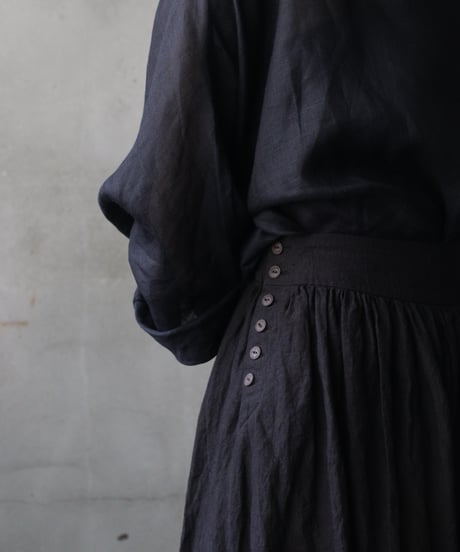 cavane キャヴァネ / Gathered skirt with side button linen100 スカート / ca-26100