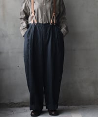 cavane キャヴァネ / Over-Tuck pants with suspender反応染め(硫化)+墨染めパンツ / ca-26078A