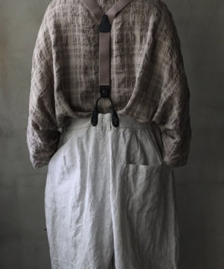 cavane キャヴァネ / Over-Tuck pants with suspender反応染め(硫化)+墨染めパンツ / ca-26160