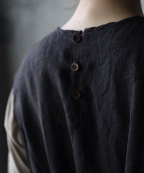cavane キャヴァネ / Gathered dressⅡ Mud dyed Linen(泥染)100ワンピース / ca-26165