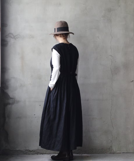 cavane キャヴァネ / Gathered dressⅡ Linen100ワンピース / ca-26166