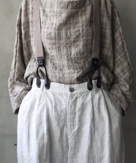 cavane キャヴァネ / Over-Tuck pants with suspender反応染め(硫化)+墨染めパンツ / ca-26160