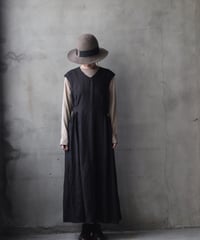 cavane キャヴァネ / Gathered dressⅡ Mud dyed Linen(泥染)100ワンピース / ca-26165