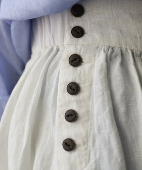 cavane キャヴァネ / Gathered skirt with side button linen100 スカート / ca-26098