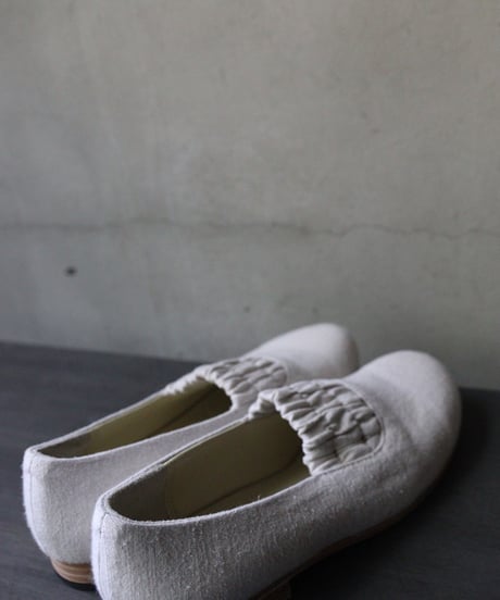 TATAROU with cavane limited shoes / Shirred slip-on Vintage fabric靴 / Tat-26003