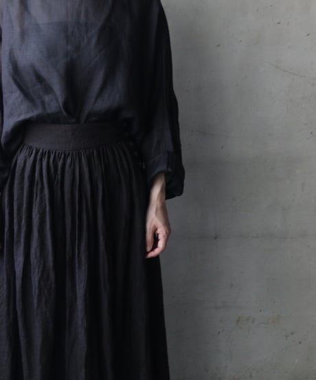 cavane キャヴァネ / Gathered skirt with side button linen100 スカート / ca-26100