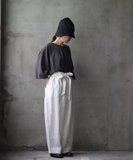 cavane キャヴァネ / Volume Wide Pants with Belt Linen100パンツ/ ca-26133