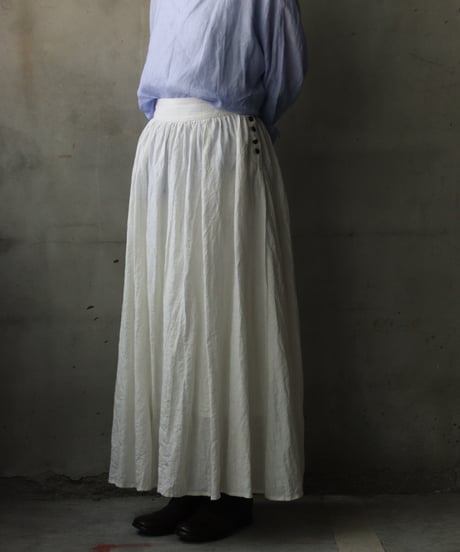 cavane キャヴァネ / Gathered skirt with side button linen100 スカート / ca-26098