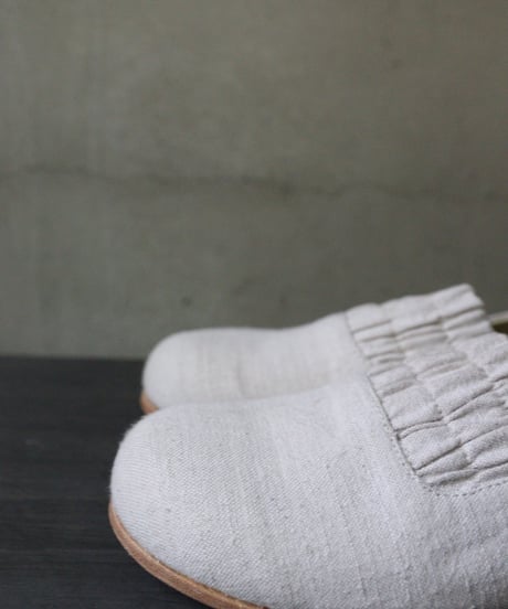 TATAROU with cavane limited shoes / Shirred slip-on Vintage fabric靴 / Tat-26003