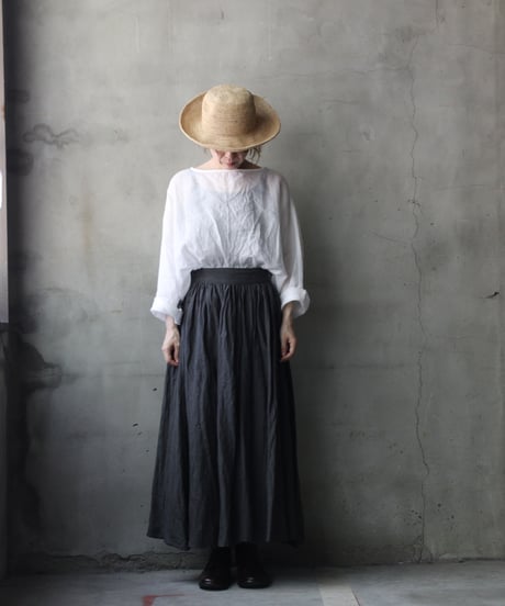 cavane キャヴァネ / Gathered skirt with side button linen100 スカート / ca-26099