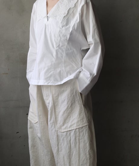 NATIVE VILLAGE ネイティブヴィレッジ / No.5 Simple longing 刺繍襟プルブラウス/ na-26020