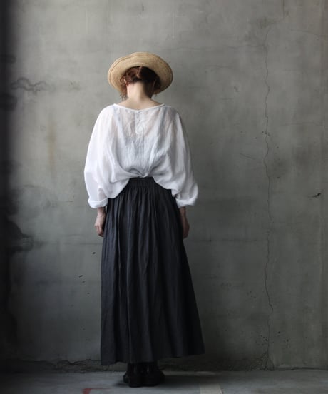 cavane キャヴァネ / Gathered skirt with side button linen100 スカート / ca-26099