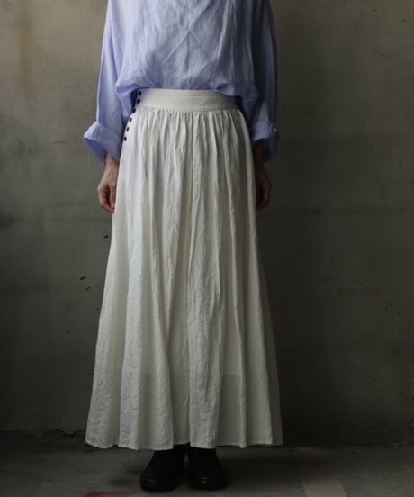cavane キャヴァネ / Gathered skirt with side button linen100 スカート / ca-26098