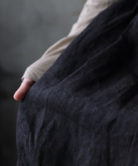 cavane キャヴァネ / Gathered dressⅡ Mud dyed Linen(泥染)100ワンピース / ca-26165