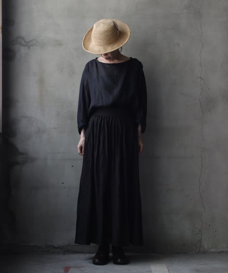 cavane キャヴァネ / Gathered skirt with side button linen100 スカート / ca-26100