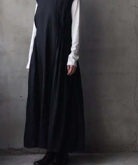 cavane キャヴァネ / Gathered dressⅡ Linen100ワンピース / ca-26166
