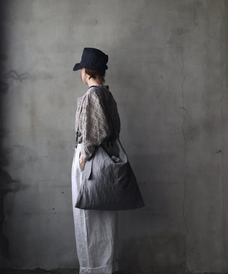 cavane キャヴァネ / Over-Tuck pants with suspender反応染め(硫化)+墨染めパンツ / ca-26160