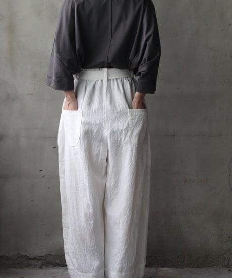 cavane キャヴァネ / Volume Wide Pants with Belt Linen100パンツ/ ca-26133
