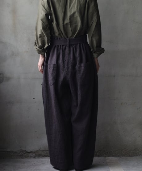cavane キャヴァネ / Volume Wide Pants with Belt Linen100パンツ/ ca-26134