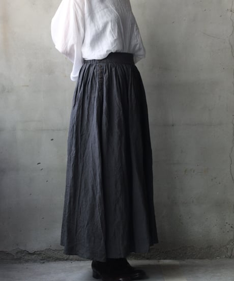 cavane キャヴァネ / Gathered skirt with side button linen100 スカート / ca-26099