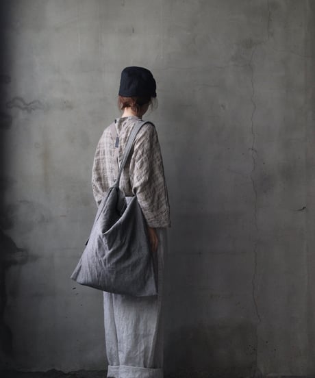cavane キャヴァネ / Over-Tuck pants with suspender反応染め(硫化)+墨染めパンツ / ca-26160