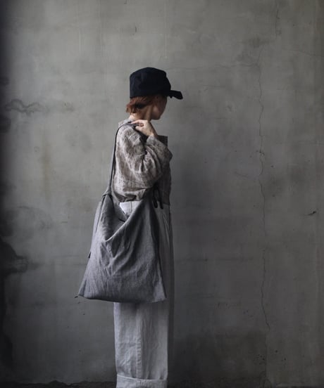 cavane キャヴァネ / Over-Tuck pants with suspender反応染め(硫化)+墨染めパンツ / ca-26160