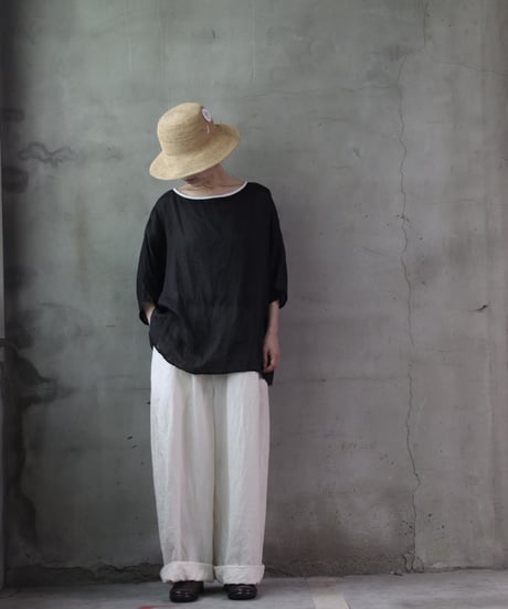 cavane キャヴァネ / Tunic half-sleeve Linen100シャツ / ca-26085