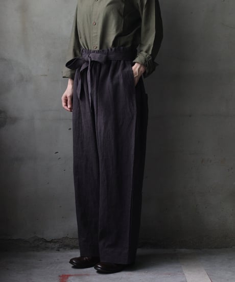cavane キャヴァネ / Volume Wide Pants with Belt Linen100パンツ/ ca-26134