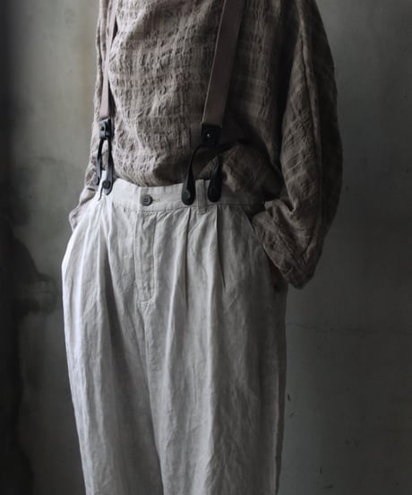 cavane キャヴァネ / Over-Tuck pants with suspender反応染め(硫化)+墨染めパンツ / ca-26160
