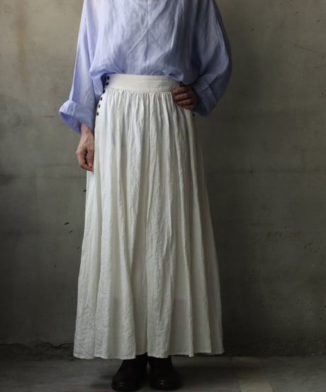 cavane キャヴァネ / Gathered skirt with side button linen100 スカート / ca-26098