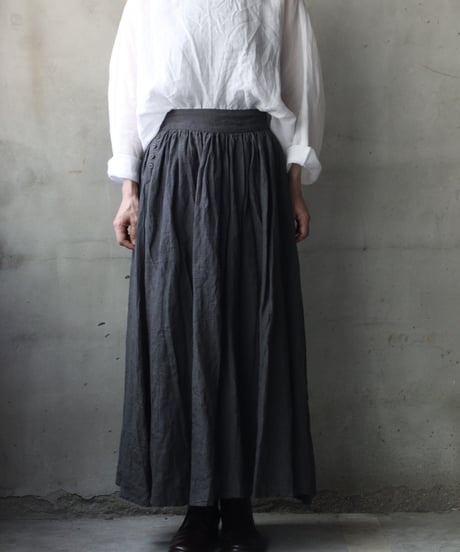 cavane キャヴァネ / Gathered skirt with side button linen100 スカート / ca-26099