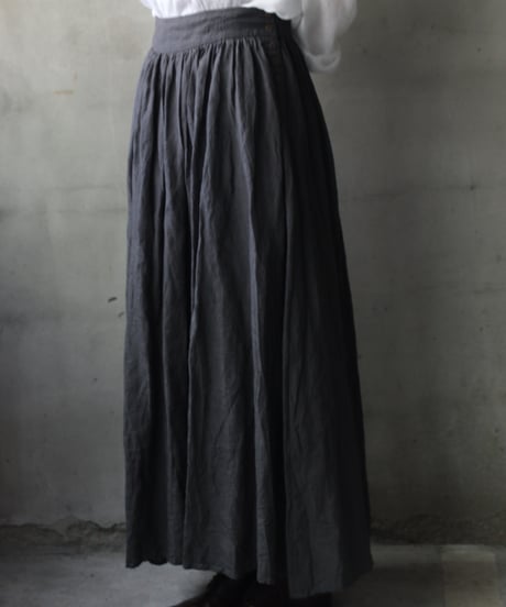 cavane キャヴァネ / Gathered skirt with side button linen100 スカート / ca-26099