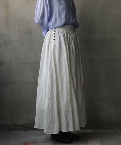 cavane キャヴァネ / Gathered skirt with side button linen100 スカート / ca-26098