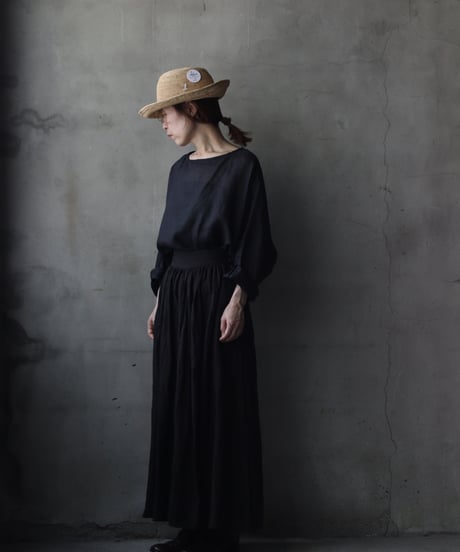 cavane キャヴァネ / Gathered skirt with side button linen100 スカート / ca-26100