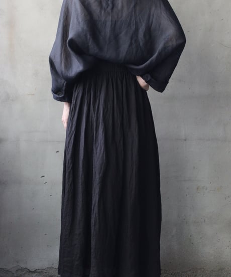 cavane キャヴァネ / Gathered skirt with side button linen100 スカート / ca-26100
