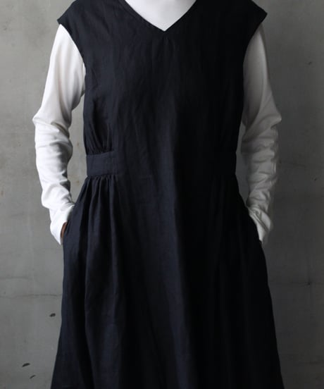 cavane キャヴァネ / Gathered dressⅡ Linen100ワンピース / ca-26166