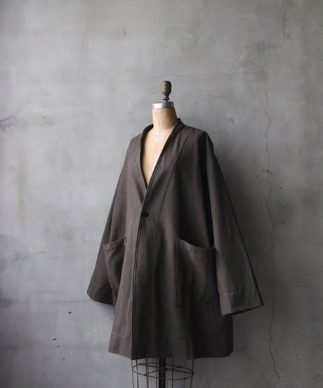 klauseクロイゼ / Shetland Wool Herringbone Gown Middle Length / kla-26066