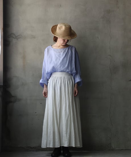 cavane キャヴァネ / Gathered skirt with side button linen100 スカート / ca-26098