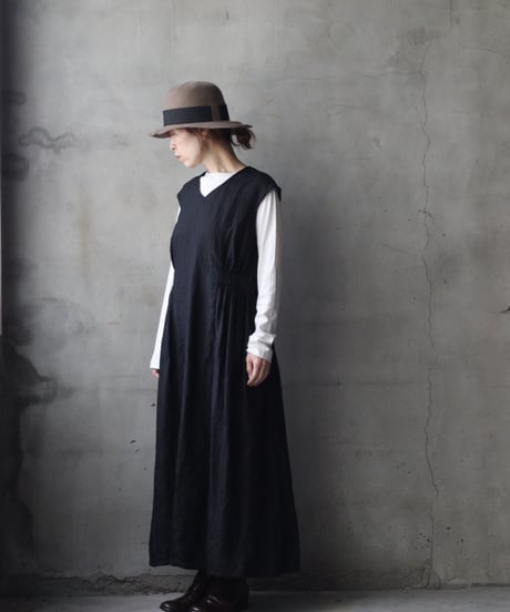 cavane キャヴァネ / Gathered dressⅡ Linen100ワンピース / ca-26166