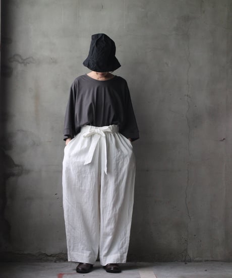 cavane キャヴァネ / Volume Wide Pants with Belt Linen100パンツ/ ca-26133